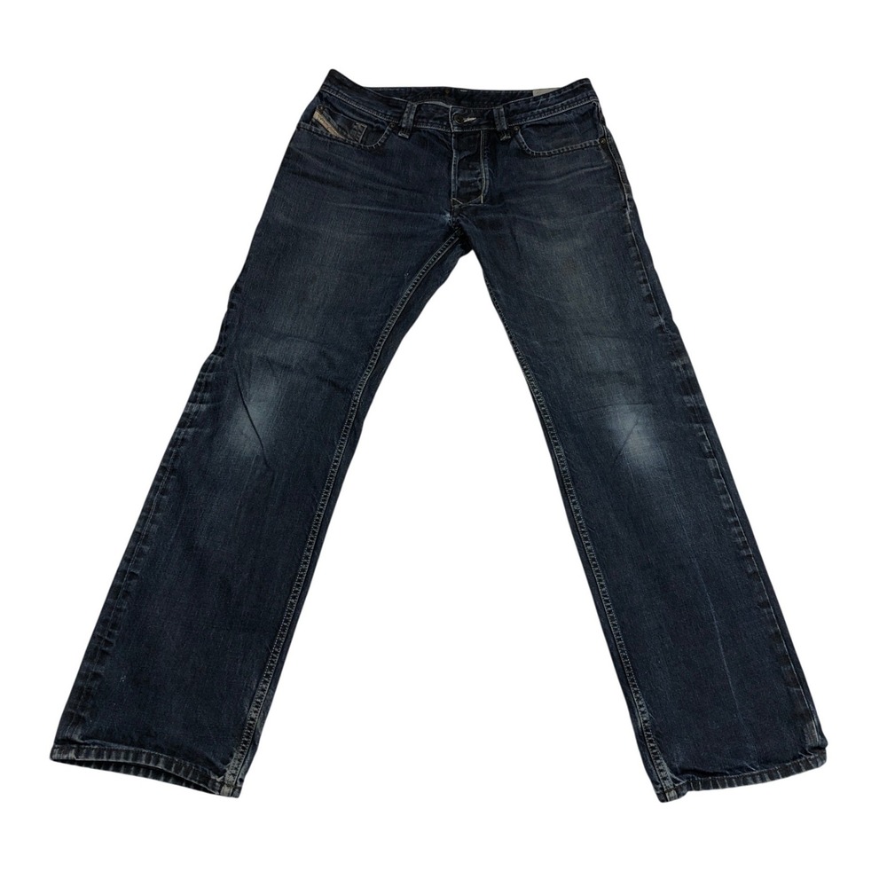 Diesel Larkee Mens Straight Leg Jeans Dark Wash Blue Button Fly Size 33x33